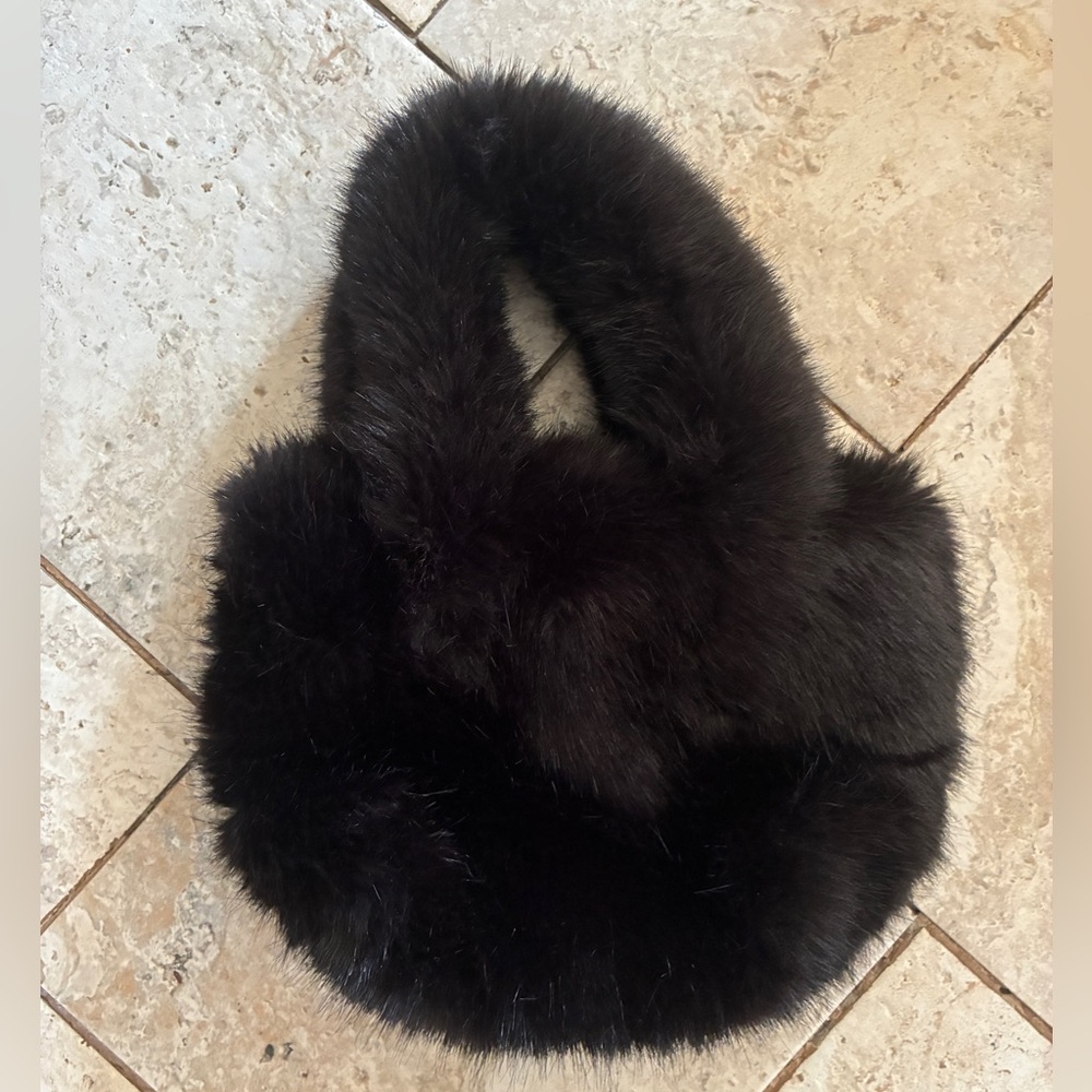 NWT J Crew Black Faux Fur Shearling Mini Tote Bag